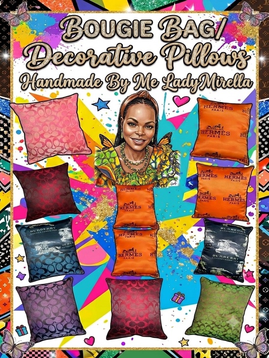 Handmade By LadyMirella Handbags - Bougie Bag Pillows 2.0 - Set of 2. (Choose Your Print)
